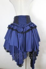 画像3: OZZ ANGELO / 薔薇刺繍レースイレヘムスカート  ネイビー I-26-07-09-092-OO-SK-TE-ZI (3)