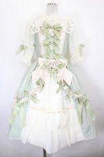 画像1: BABY,THE STARS SHINE BRIGHT / Lumiere eclatanteリボンリボンワンピース  若草 I-26-07-09-100-BA-OP-SA-ZI (1)
