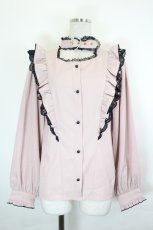 画像1: Rojita / ハートバックルラッフルフリルブラウス  ピンクｘ黒 I-26-07-11-001-LO-BL-SA-ZI (1)
