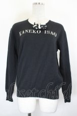 画像1: KANEKO ISAO / ロゴリボンニットトップス  黒Ｘ白 I-26-07-11-046-EL-TO-SA-ZI (1)