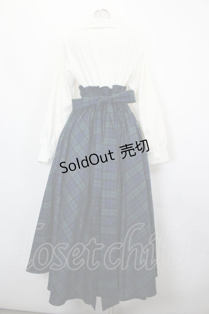 画像2: Favorite / 英国チェックのお嬢様上品ワンピース  アイボリー×グリーン I-26-07-11-053-LO-OP-TE-ZI (2)
