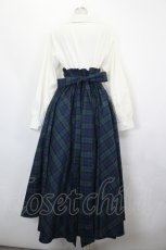 画像2: Favorite / 英国チェックのお嬢様上品ワンピース  アイボリー×グリーン I-26-07-11-053-LO-OP-TE-ZI (2)