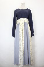 画像1: axes femme / 花柄切替ドッキングワンピース  ネイビー×オフ I-26-07-11-060-AX-OP-TE-ZI (1)