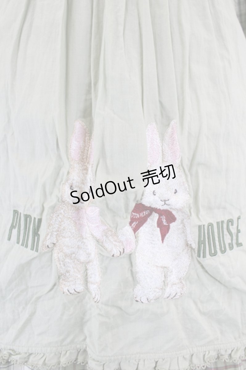 画像6: PINK HOUSE / バラ園うさぎエプロン付きオリジナルチェックチュニック  グリーン I-26-07-11-068-LO-TO-TE-ZI (6)