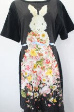画像5: PINK HOUSE / トロンプルイユラビットプリント使いカットソーワンピース  クロ I-26-07-11-074-LO-OP-TE-ZI (5)