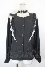 画像1: Rojita / ハートバックルラッフルフリルブラウス  黒Ｘ白 I-26-07-11-002-LO-BL-SA-ZI (1)