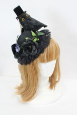 画像1: GOTHIC HOLIC / 帽子ふくろうのミニハット  ブラック I-26-07-11-119-PU-AC-SA-ZI (1)