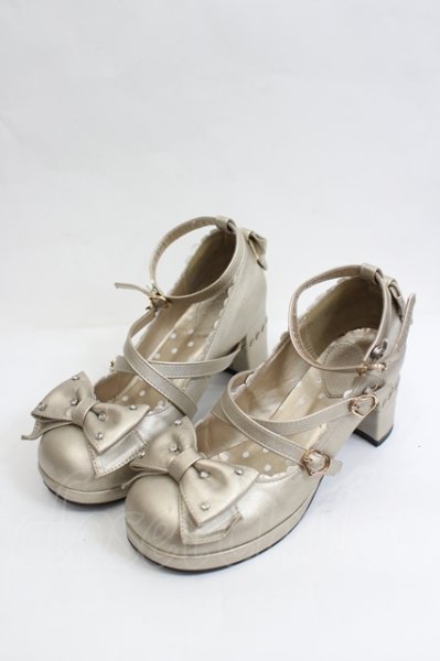 Angelic Pretty / 宝石リボンシューズ M ゴールド I-26-07-11-130-AP