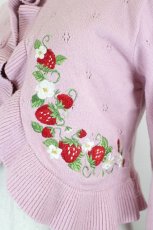 画像3: Chalmiere / いちご刺繍ニットボレロ  ピンク I-26-07-11-016-AX-TO-TE-ZI (3)