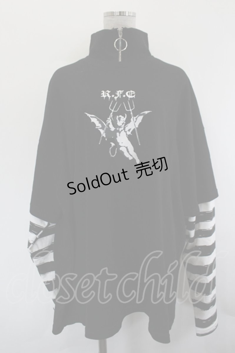画像1: REFLEM / ハーフZIPレイヤードボーダーPO  黒Ｘ白 I-26-07-12-030-PU-TO-SA-ZI (1)