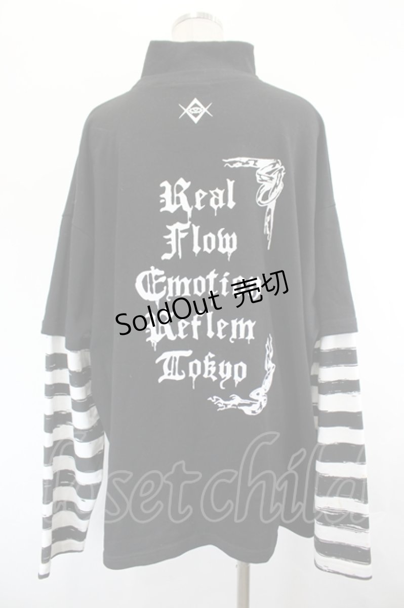 画像3: REFLEM / ハーフZIPレイヤードボーダーPO  黒Ｘ白 I-26-07-12-030-PU-TO-SA-ZI (3)