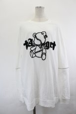 画像1: Amilige / サガラ刺繍くぎベアスウェット  白Ｘ黒 I-26-07-12-031-PU-TO-SA-ZI (1)