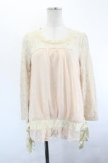 画像1: axes femme / シフォン重ねスター総柄ニットトップス  アイボリーＸピンク I-26-07-12-004-AX-TO-SA-ZI (1)