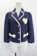 画像1: kokokim / ハートワッペン刺繍ジャケット M 紺Ｘ白 I-26-07-12-049-LO-JA-SA-ZI (1)