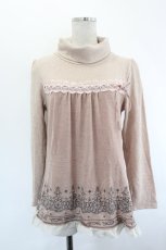 画像1: axes femme / レース切替ハイネック長袖トップス M ベージュ I-26-07-12-005-AX-TO-SA-ZI (1)
