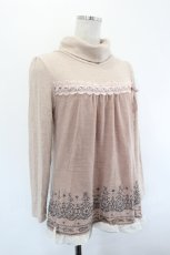 画像3: axes femme / レース切替ハイネック長袖トップス M ベージュ I-26-07-12-005-AX-TO-SA-ZI (3)