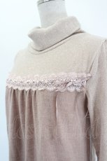 画像4: axes femme / レース切替ハイネック長袖トップス M ベージュ I-26-07-12-005-AX-TO-SA-ZI (4)