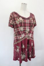 画像3: axes femme / ローズチェック半袖チュニック  赤Ｘ茶 I-26-07-12-063-AX-TO-SA-ZI (3)
