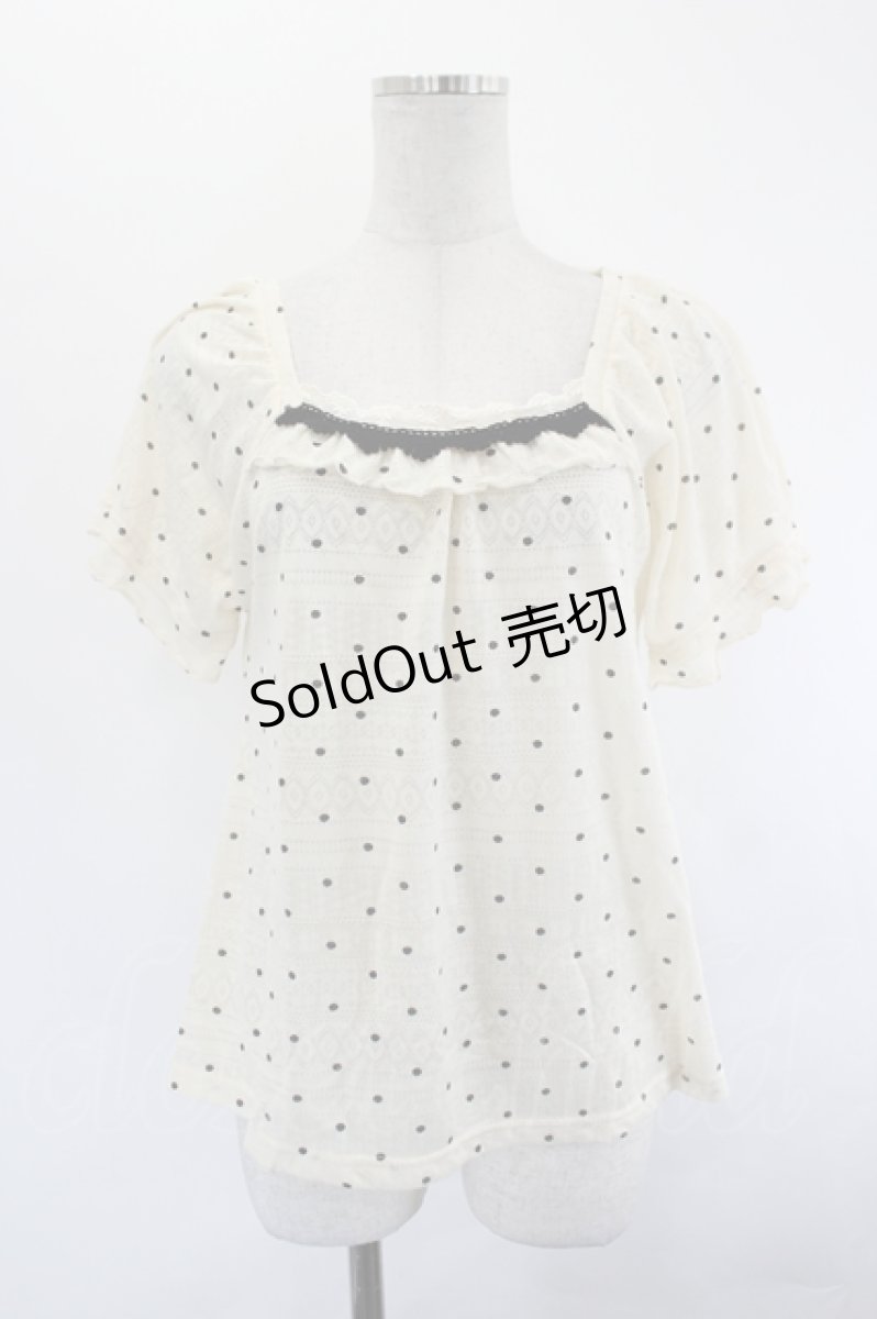 画像1: axes femme / ドット半袖カットソー  アイボリーＸ黒 I-26-07-12-009-AX-TO-SA-ZI (1)