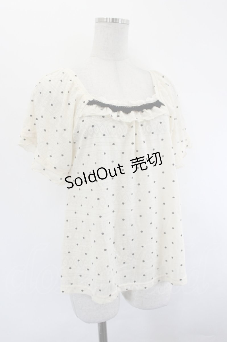 画像3: axes femme / ドット半袖カットソー  アイボリーＸ黒 I-26-07-12-009-AX-TO-SA-ZI (3)