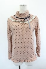 画像1: axes femme / はしごリボンドットハイネックカットソー  ピンクＸブラウン I-26-07-12-010-AX-TO-SA-ZI (1)