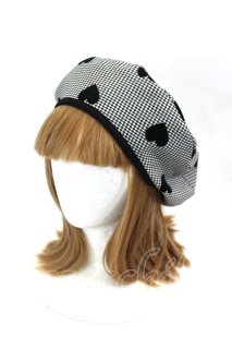 HEIHEI / ハートチェックベレー帽 黒X白 I-26-07-12-110-LO-AC-SA-ZI