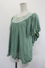画像2: axes femme / フラワーレース&ビジュー半袖トップス M グリーン I-26-07-12-012-AX-TO-SA-ZI (2)