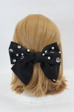 画像1: Angelic Pretty / Twinkleビジューリボンバレッタ  黒Ｘ白Ｘシルバー I-26-07-12-118-AP-AC-SA-ZI (1)