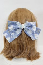 画像1: Nile Perch / くも柄リボンバレッタ  青Ｘ白 I-26-07-12-123-LO-AC-SA-ZI (1)