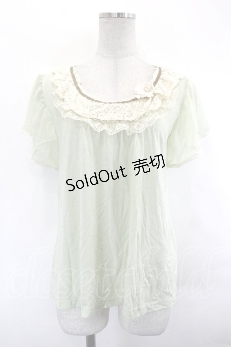 画像1: axes femme / フロントレースTシャツ M ミント I-26-07-12-013-AX-TO-SA-ZI (1)