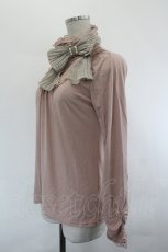 画像2: axes femme / プリーツビッグリボンハイネックインナーカットソー  ピンクＸグレー I-26-07-12-025-AX-TO-SA-ZI (2)