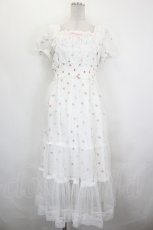 画像1: mellfy memory / Fairy tale rose tulle veillワンピース  白ｘ赤 I-26-07-15-049-LO-OP-SA-ZI (1)