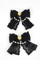 画像1: Angelic Pretty / パールリボンクリップセット  黒Ｘ白 I-26-07-15-121-AP-AC-SA-ZI (1)