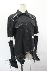 画像3: ACDC RAG / クロスプリントシャツ  黒Ｘ白 I-26-07-15-021-PU-BL-SA-ZI (3)