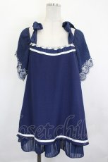 画像1: axes femme / シェル刺繍オフショルトップス  ネイビー I-26-07-18-007-AX-TO-TE-ZI (1)