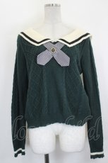 画像1: axes femme POETIQUE / タイ付きセーラーニットプルオーバー  グリーン I-26-07-18-008-AX-BL-TE-ZI (1)