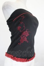 画像3: Ozz On / 薔薇刺繍ベアトップス  黒Ｘ赤 I-26-07-18-020-OO-TO-SA-ZI (3)