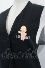 画像4: PINK HOUSE / キューピーロゴプリント&後ろギンガムチェックベスト  黒Ｘ白 I-26-07-19-026-LO-TO-SA-ZI (4)
