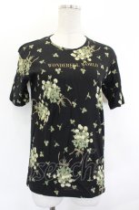 画像1: WONDERFUL WORLD / クローバー&シロツメクサブーケ半袖カットソー  黒Ｘ緑Ｘ白 I-26-07-19-047-LO-TO-SA-ZI (1)