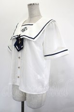 画像3: Amavel / Crown Emblemスクエアセーラーブラウス  白ｘ紺 I-26-07-19-054-CA-BL-SA-ZI (3)