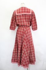 画像3: PINK HOUSE / セーラー襟チェック半袖ワンピース  赤Ｘピンクチェック I-26-07-19-079-LO-OP-SA-ZI (3)