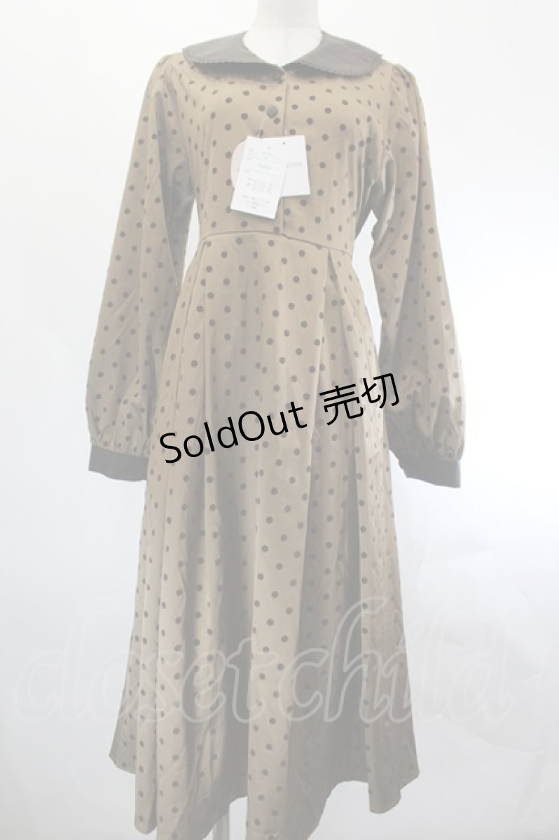 画像1: m petit by misako / AOKドットフロッキーワンピース M ブラウン I-26-07-21-043-LO-OP-SA-ZI (1)