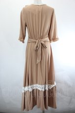 画像2: Favorite / スカラップレース半袖ワンピース  ブラウンＸ白 I-26-07-21-046-LO-OP-SA-ZI (2)