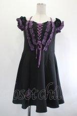 画像1: DARK IN LOVE / Harajuku purple cross sweet cool rebel dress M 黒×パープル I-26-07-21-071-PU-OP-TE-ZI (1)