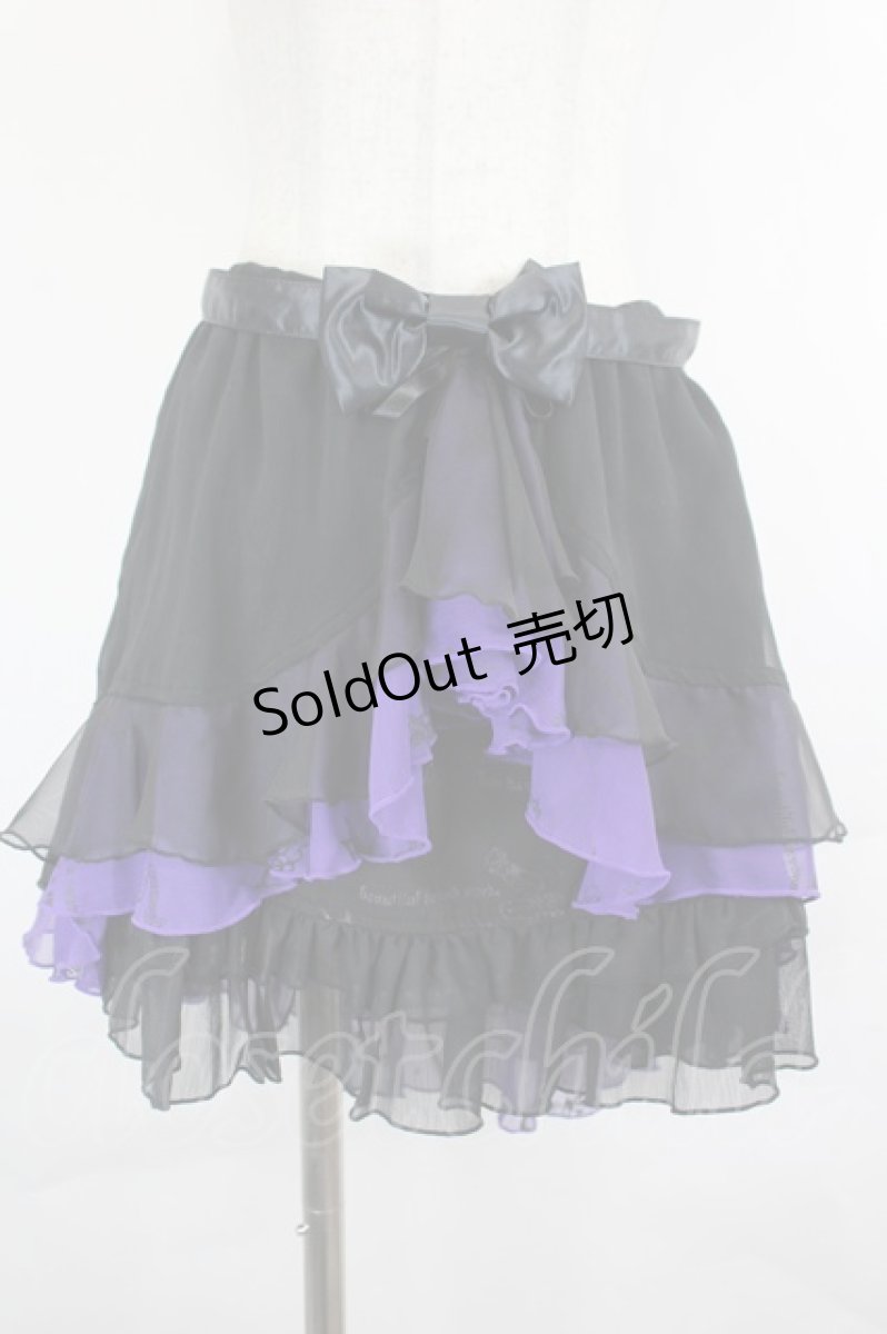 画像1: h.Jelly HONEY / 蝶×リングラメプリントフリルシフォンスカート  黒×パープル I-26-07-21-097-HN-SK-TE-ZI (1)