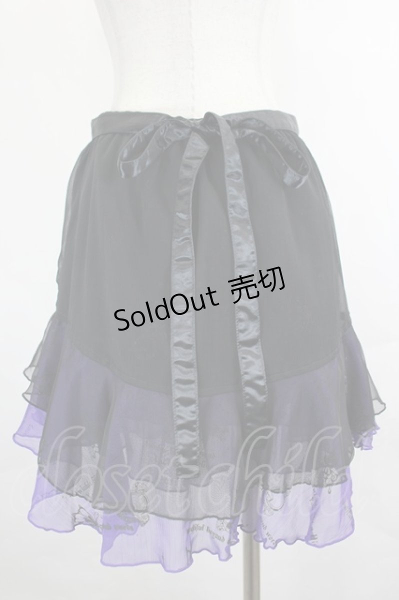 画像2: h.Jelly HONEY / 蝶×リングラメプリントフリルシフォンスカート  黒×パープル I-26-07-21-097-HN-SK-TE-ZI (2)