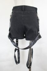画像2: Amilige / ガータ付き編み上げデニムショートパンツ M 黒 I-26-07-21-102-PU-PA-TE-ZI (2)