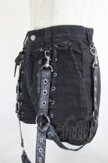 画像3: Amilige / ガータ付き編み上げデニムショートパンツ M 黒 I-26-07-21-102-PU-PA-TE-ZI (3)