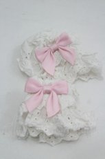 画像1: Chalmiere / コットンレースお袖留め  白×ピンク I-26-07-21-118-AX-ZA-TE-ZI (1)