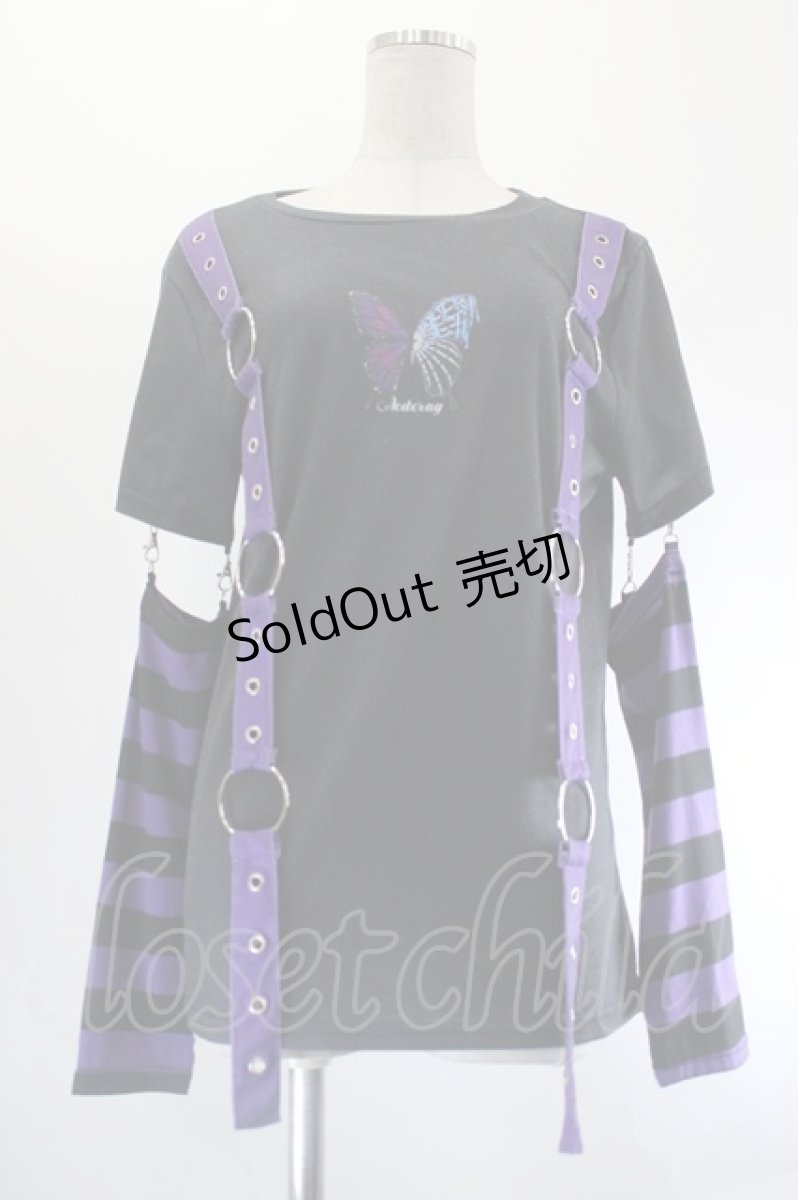 画像1: ACDC RAG / アンデッドバタフライL/S Tシャツ  黒×パープル I-26-07-21-019-PU-TO-TE-ZI (1)
